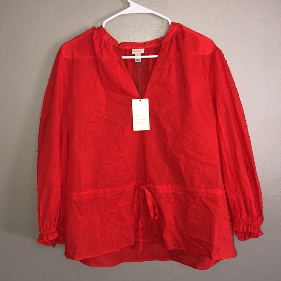 A New Day Long Sleeve Tie Waist Blouse - Picture 6 of 7